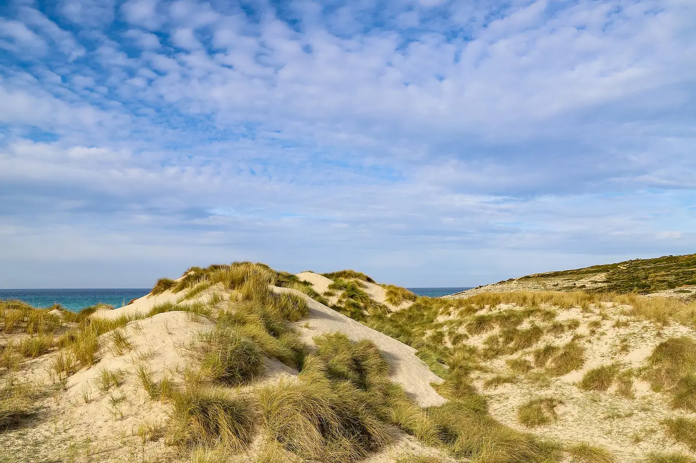 Dunes sauvages de Cala Mesquida vues du ciel.